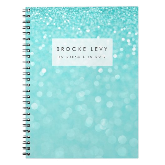 Carnet de journal personnalisé Turquoise Sparkle (Devant)