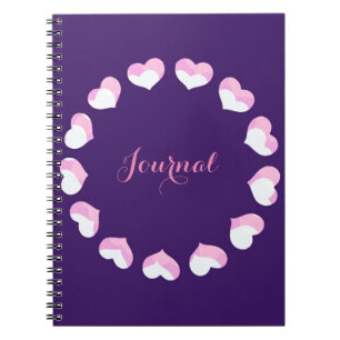 Carnet de journal rose pourpre du coeur