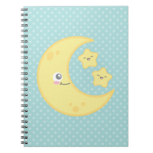 Carnet de la Lune de Kawaii et des étoiles
