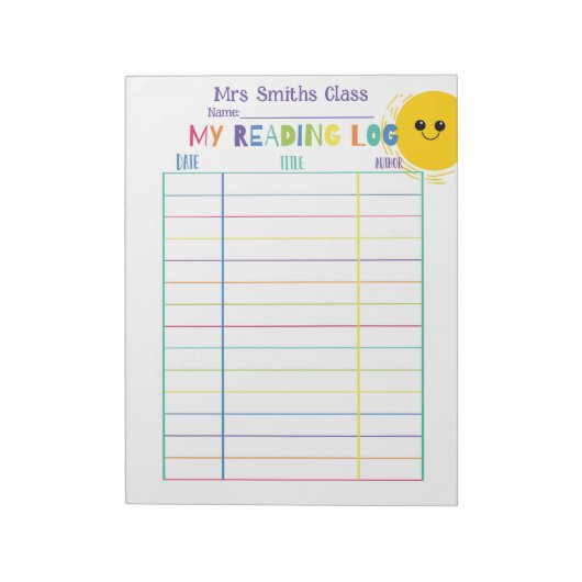 Carnet de lecture pour enfants Bloc-notes de suivi (Tourné)