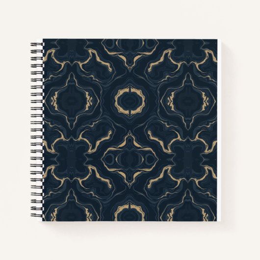 Carnet de luxe abstrait Marbre Or Navy (Devant)