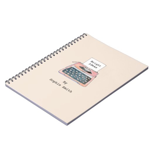 Carnet de machine à écrire rétro rose (Côté gauche)