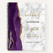 Carnet de mariage Agate Géode Violet Marbre Or (Devant)
