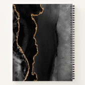 Carnet de mariage élégant noir or foncé Agate Géod (Dos)