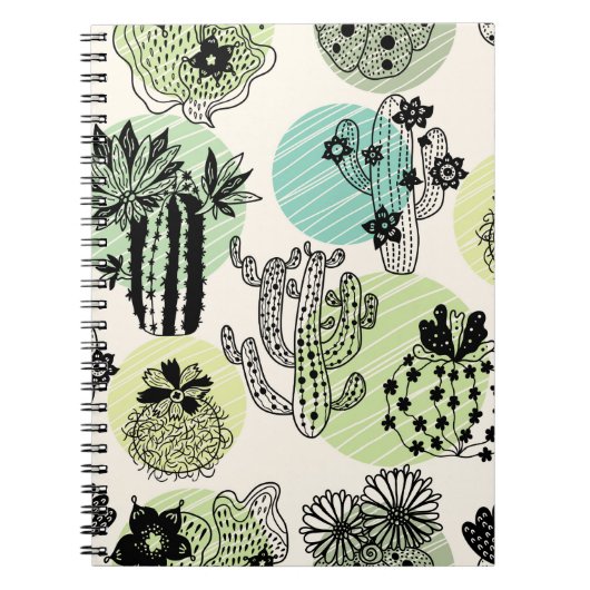 Carnet De mignons cactus en fleurs. Patch transparent à m (Devant)
