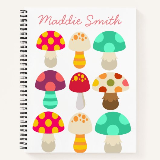 Carnet De mignons champignons colorés (Devant)