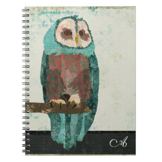 Carnet de monogramme de hibou de neige