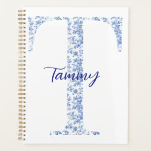 Carnet de Monogramme de Toile Bleue Personnalisé