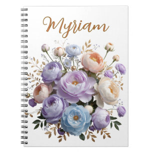 Carnet de monogramme floral or élégant personnalis