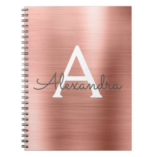 Carnet de monogramme métallique rose Gold Foil