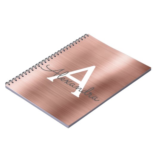 Carnet de monogramme métallique rose Gold Foil (Côté gauche)