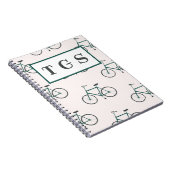Carnet de monogramme motif de vélo vert de charme (Côté Droit)