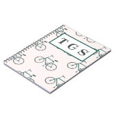 Carnet de monogramme motif de vélo vert de charme (Côté gauche)