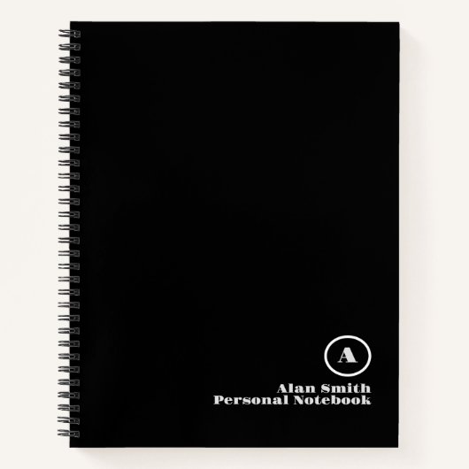 Carnet de monogramme noir gris professionnel (Devant)