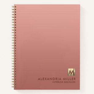 Carnet de monogramme or rose personnalisé