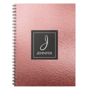 Carnet de monogramme rose Gold Foil