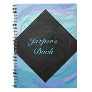 Carnet de monogramme texturé noir et bleu glacier