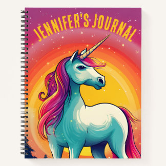 Carnet de nom du journal Rainbow Unicorn coloré