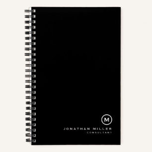 Carnet de nom du monogramme noir minimal