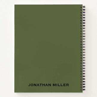 Carnet de nom personnalisé à main gauche vert oliv