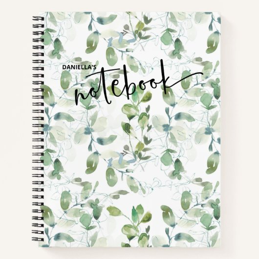 Carnet de notes à l'aquarelle de feuillage botaniq (Devant)