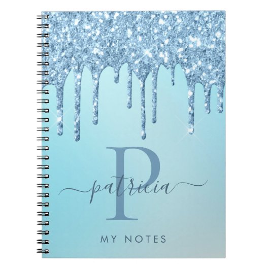 Carnet de notes à monogramme élégant avec gouttes (Devant)