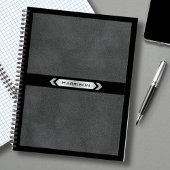 Carnet de notes à monogramme gris noir exécutif