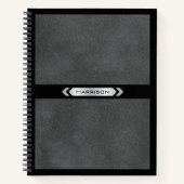 Carnet de notes à monogramme gris noir exécutif (Devant)