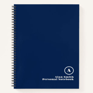 Carnet de notes à monogramme gris noir professionn