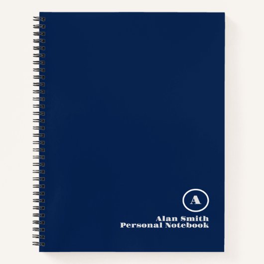Carnet de notes à monogramme gris noir professionn (Devant)