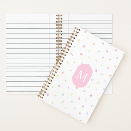 Carnet de notes à monogramme rose pastel fleur sau (À l'intérieur)
