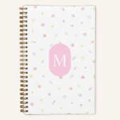 Carnet de notes à monogramme rose pastel fleur sau (Recto)