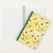 Carnet de notes à motif damier jaune étoiles fleur (À l'intérieur)