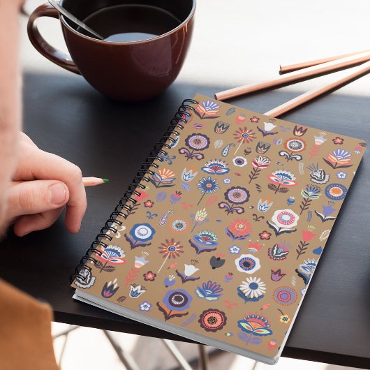 Carnet de notes à motif de cercle floral nordique