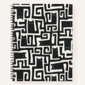 Carnet de notes à motif de chat noir abstrait (Devant)