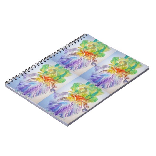 Carnet de notes à motif d'iris jaune violet Fleurs (Côté gauche)