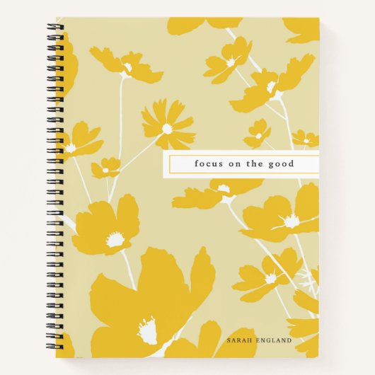 Carnet de notes à motif floral citation Focus On T (Devant)