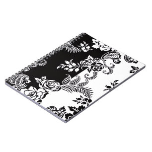 Carnet de notes à motif floral monochrome moderne