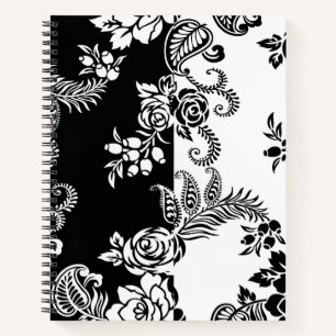 Carnet de notes à motif floral monochrome moderne