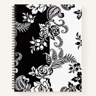 Carnet de notes à motif floral monochrome moderne