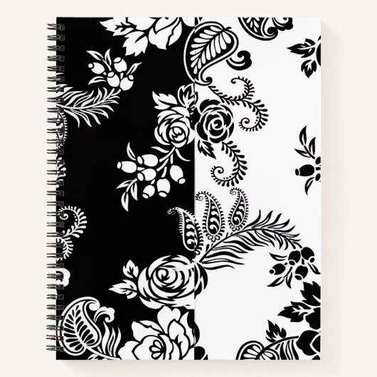 Carnet de notes à motif floral monochrome moderne (Devant)