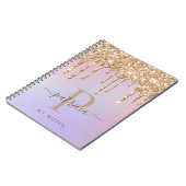 Carnet de notes à paillettes Glam Gold avec monogr (Côté gauche)