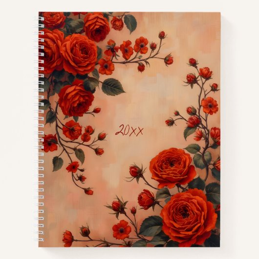 Carnet de notes à reliure spirale Fleurs de roses (Devant)