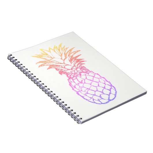 Carnet de notes à spirale blanc de Faux d'ananas (Côté Droit)