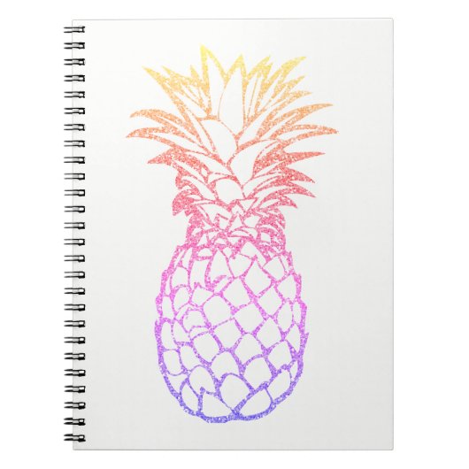 Carnet de notes à spirale blanc de Faux d'ananas (Devant)