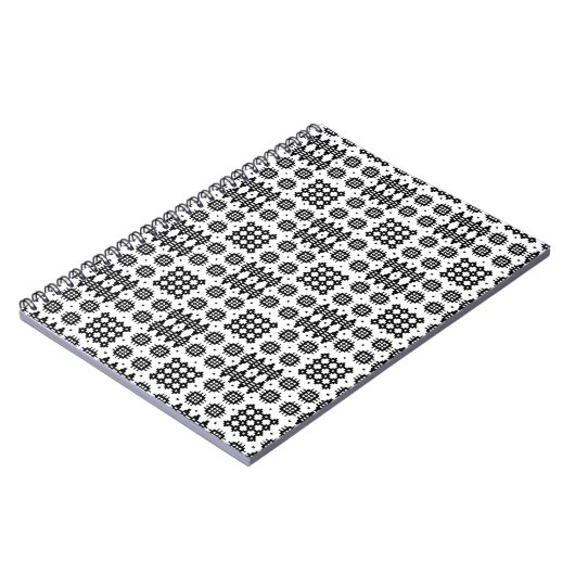 Carnet de notes à spirale blanc de noir de motif (Côté gauche)