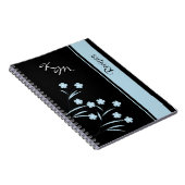 Carnet de notes à spirale bleu de motif de fleur (Côté Droit)