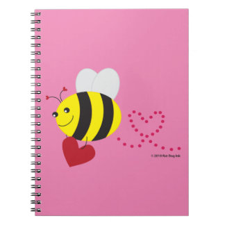 Carnet de notes à spirale d'abeille d'amour
