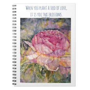 Carnet de notes à spirale d'art floral d'aquarell