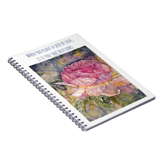Carnet de notes à spirale d'art floral d'aquarelle (Côté Droit)